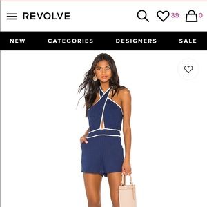 Revolve.com Navy & White Halter Romper